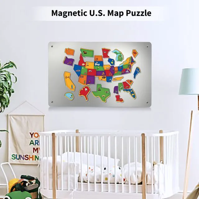 Alt view image 5 of 6 - 17.7" x 11.8" Stainless Steel Magnetic Board - Magnet Bulletin Board to Display Magnetic Letters Numbers Animal, Poetry, Spice Jars, Notes, Photos, Suitable for Wall, Refrigerator, Cubicle, Cabinet