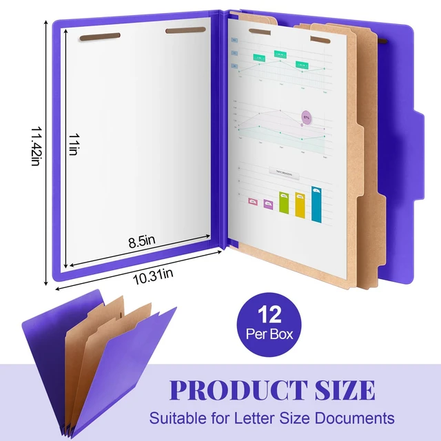 Alt view image 2 of 6 - 12 Pcs Classification Folders Letter Size Bulk, Purple