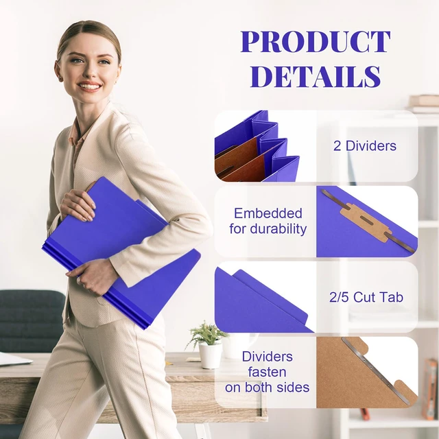 Alt view image 3 of 6 - 12 Pcs Classification Folders Letter Size Bulk, Purple
