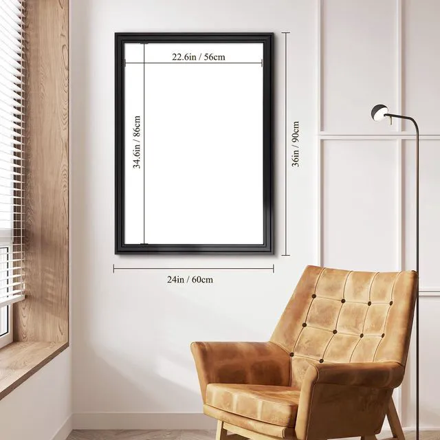 Alt view image 3 of 7 - Dry Erase Board, 36" x 24" Magnetic Whiteboard, Black Wood Framed Decorative White Board, Wall-Mounted Notice Board, For School, Office, Home, 8 Magnets 4 Markers 1 Eraser
