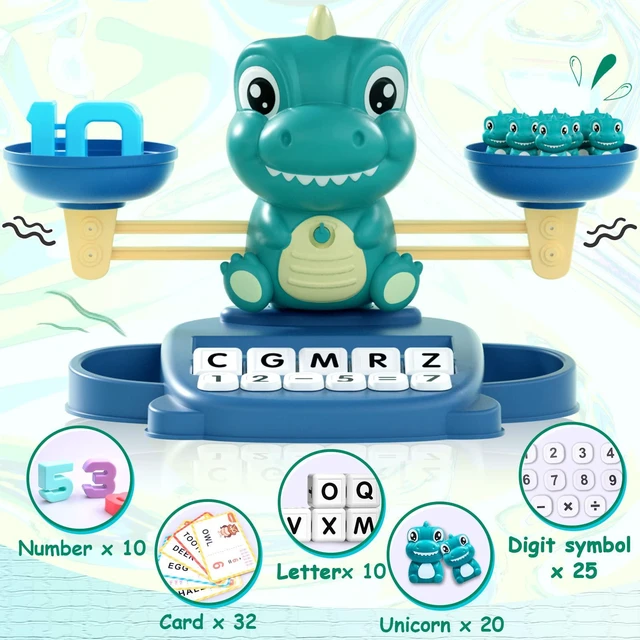 Alt view image 2 of 6 - Dinosaur Math Balance Toys, Montessori Toys for 3 Years Old Kids Matching Letter, Learning and Educational Toys for Boys Girls - Birthday Gifts for 4 5 6 7 Year Old