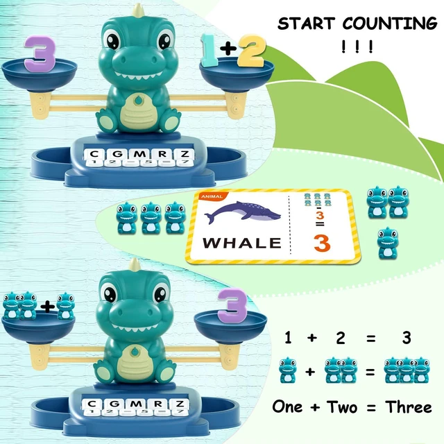 Alt view image 3 of 6 - Dinosaur Math Balance Toys, Montessori Toys for 3 Years Old Kids Matching Letter, Learning and Educational Toys for Boys Girls - Birthday Gifts for 4 5 6 7 Year Old