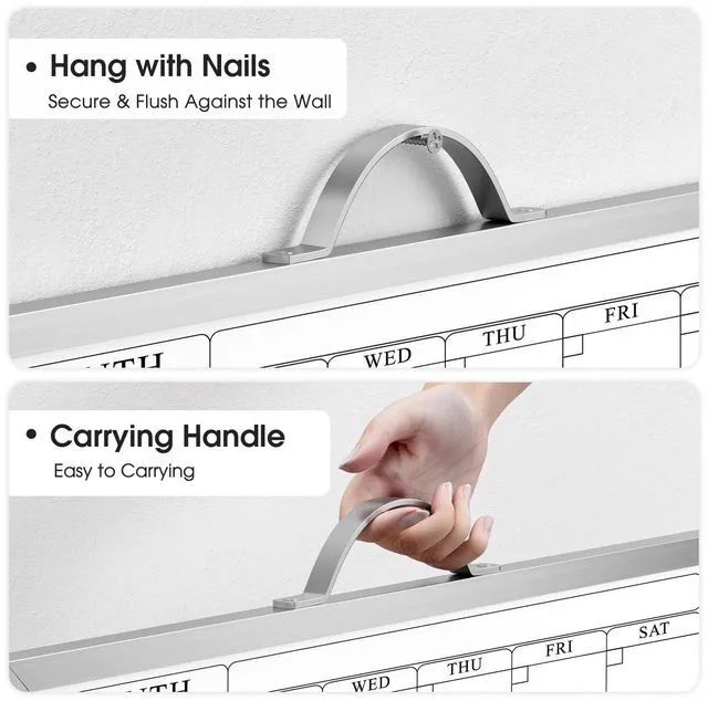 Alt view image 7 of 7 - Whiteboard Calendar for Wall, 16"x12" Monthly Whiteboard, Silver Aluminum Alloy Framed Small Dry Erase Board with Handle, for Students - Planning, Drawing, Memo, to Do List