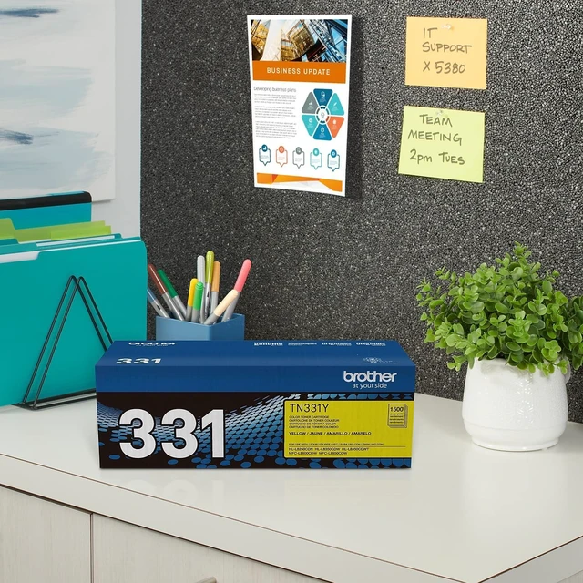 Alt view image 5 of 7 - Genuine Standard Yield Toner Cartridge, TN331Y, Replacement Yellow Toner, Page Yield Up to 1,500 Pages, Amazon Dash Replenishment Cartridge, TN331