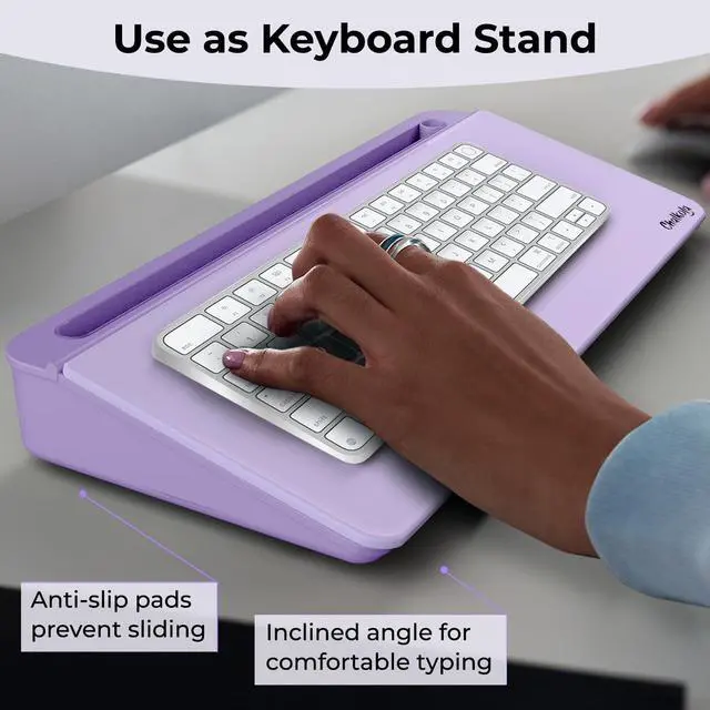 Alt view image 6 of 7 - Lavender Glass Desktop Whiteboard with Storage + 3 Markers Dry Erase Board, Work Desk Organizers, Computer Keyboard Stand, Home Office Supplies for Women, Accessories, Workspace Buddy