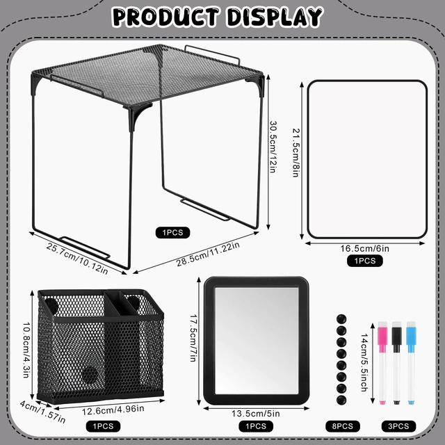 Alt view image 2 of 7 - 13 Pcs Black Locker Accessories for Girls Locker Organizer Kit Back to School Party Office School, Locker Shelf for Girls Including Organizing Shelf Magnetic Whiteboard Mirror