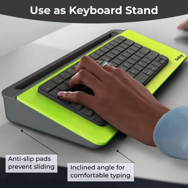 Alt view image 7 of 7 - Neon Green Glass Desktop Whiteboard with Storage - Dry Erase Board Work Desk Organizers, Computer Keyboard Stand, Home Office Desk Accessories, Workspace Desk Board Buddy + 3 Markers