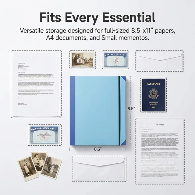 Alt view image 7 of 7 - Document Organizer, Emergency Document Organizer - Veleron Life Organizer for Important Papers, Emergency Binder, Birth Certificates, Social Security Cards, Passports, Photos, and Letters
