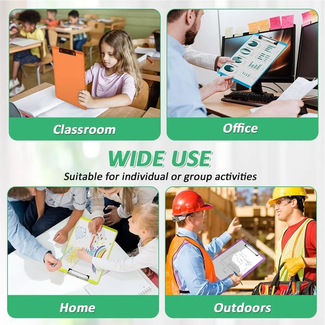 Alt view image 6 of 7 - 12 Pack Plastic Clipboards, Low Profile Clip, Letter Size, 6 Colors Clear Colored Clipboards, 12.5 x 9 Inch, Fit 8.5x11 Letter Size Paper, Office, Classroom, Assorted 6 Colors, ECO Friendly