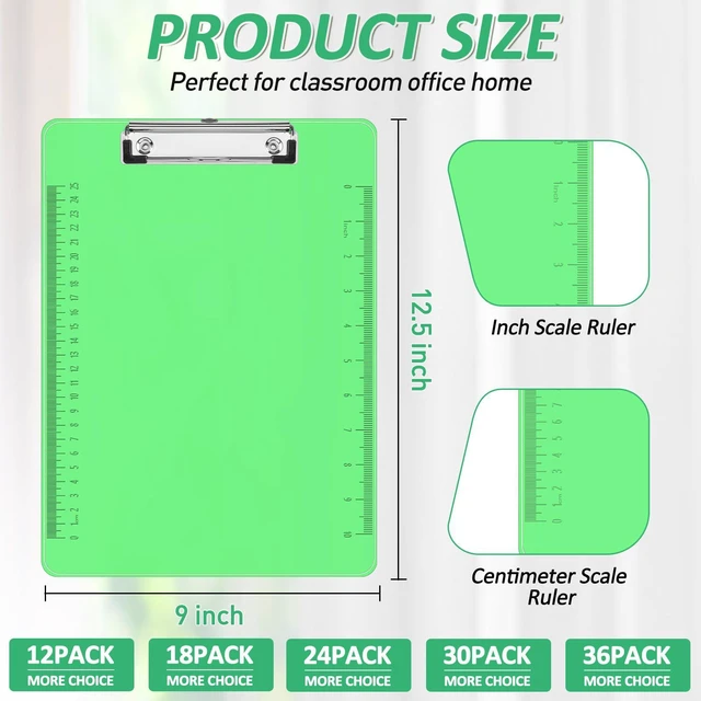 Alt view image 2 of 7 - 12 Pack Plastic Clipboards, Low Profile Clip, Letter Size, 6 Colors Clear Colored Clipboards, 12.5 x 9 Inch, Fit 8.5x11 Letter Size Paper, Office, Classroom, Assorted 6 Colors, ECO Friendly