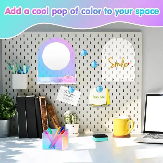 Alt view image 6 of 7 - 10Pcs Locker Accessories for Girls, Back to School Supplies Includes an acrylic board, locker mirror, eraser, pen holder, 2 marker pens and 4 round magnets for metal surfaces