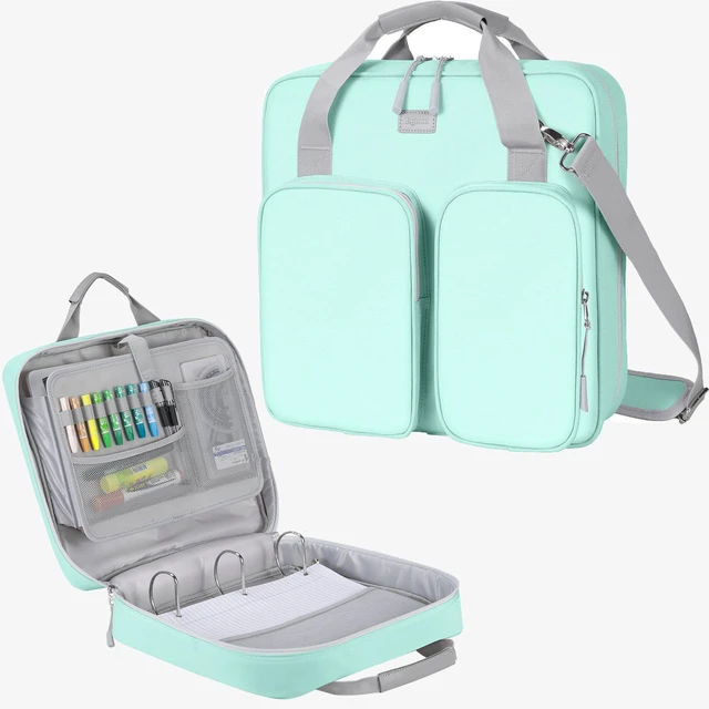 Main image of 4 Inch Zipper Binder 3 Ring with Shoulder Strap,Tough/Multi-Pocket Binder Bag with Laptop organizer for School Travel,Fit 13" MacBook & Tablet,800 Sheets Capacity,Water Resistant,Light Blue