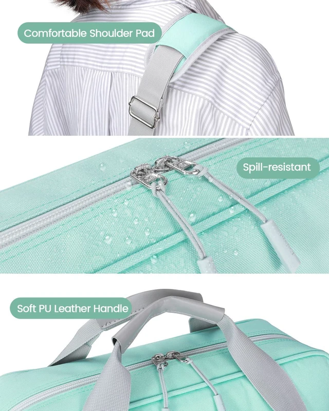 Alt view image 4 of 7 - 4 Inch Zipper Binder 3 Ring with Shoulder Strap,Tough/Multi-Pocket Binder Bag with Laptop organizer for School Travel,Fit 13" MacBook & Tablet,800 Sheets Capacity,Water Resistant,Light Blue