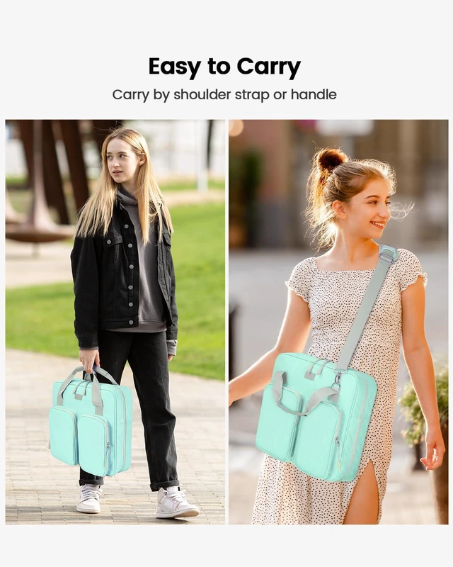 Alt view image 6 of 7 - 4 Inch Zipper Binder 3 Ring with Shoulder Strap,Tough/Multi-Pocket Binder Bag with Laptop organizer for School Travel,Fit 13" MacBook & Tablet,800 Sheets Capacity,Water Resistant,Light Blue