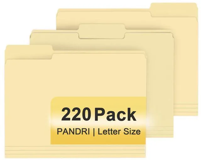 Main image of Colored File Folders, 220 Pack 1/3 Cut Tab File Folder, Manila Colored Manila Folder With Tabs for Filing and Organization, Letter Size, 1/3 Cut Tab, Sturdy with Tabs for Office Classroom