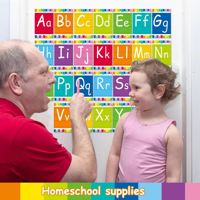 Alt view image 3 of 7 - Bulletin Board Alphabet - ABC Alphabet Poster Classroom Decorating Set Preschool English Poster Kindergarten Elementary Classroom Wall Decor Daycare Homeschool Supplies (Colorful)