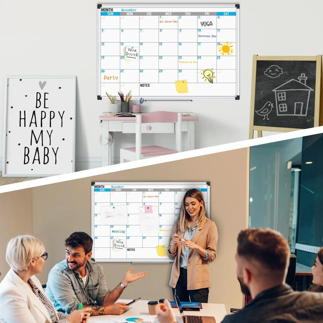 Alt view image 6 of 7 - XBoard Magnetic Calendar Whiteboard 36" x 24", Monthly Reusable Calendar Dry Erase Board with Silver Aluminium Framed for Home, School, Office
