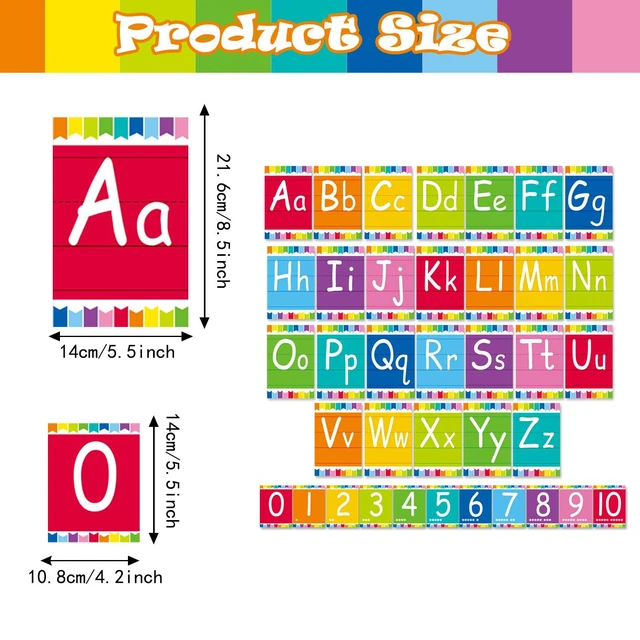 Alt view image 4 of 7 - Bulletin Board Alphabet - ABC Alphabet Poster Classroom Decorating Set Preschool English Poster Kindergarten Elementary Classroom Wall Decor Daycare Homeschool Supplies (Colorful)