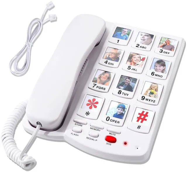 Main image of Big Button Phone for Seniors, Corded Landline Telephone with Large Number Keys, 10 Picture Memory One-Touch Dial, Extra Loud Ringer, Easy to Use for Dementia/Alzheimer's & Visually Impaired Elderly