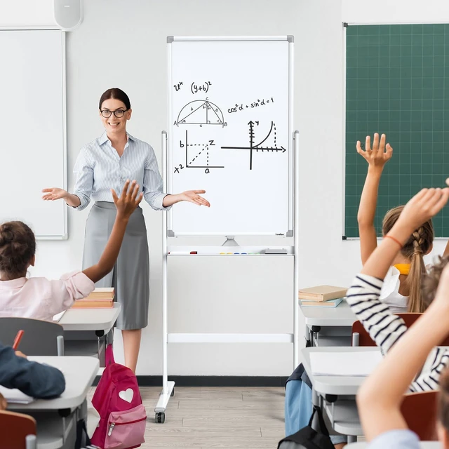 Alt view image 7 of 7 - Rolling Whiteboard 40x24 Standing White Board Dry Erase Board on Wheels Height Adjustable, Magnetic Surface, Dry Erase, With Stand, Ideal for Classroom, Office, School, Home, Homeschooling, Teacher
