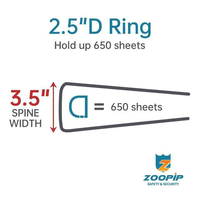 Alt view image 3 of 7 - Fireproof 3 Ring Binder with Zipper, 2.5" D Rings Holds 650 Sheets Fits Letter Size,Compatible with Clear Page Protectors,Built-in Net Pouch Pen Holder,Portable Safe Storage,1 Pack,Black