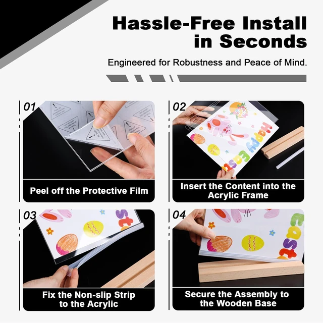 Alt view image 7 of 7 - Acrylic Sign Holder 8.5x11 with Wood Base | 3 Packs Acrylic Sign Display Stand, 2 in 1 Vertical or Slant Clear Tabletop Flyer Menu Holder, Plastic Picture Frame for Store, Office, Vendor, Party