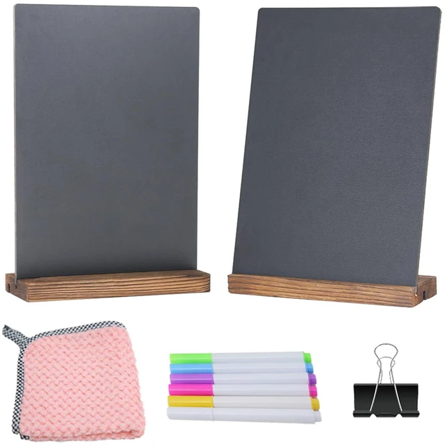 Main image of 8.7x12 Inch Double Sided Chalkboard Signs, Erasable Message Blackboard with Wood Base for Shop Wedding Kitchen Home Party Decoration (2 Pack 8.7x12)