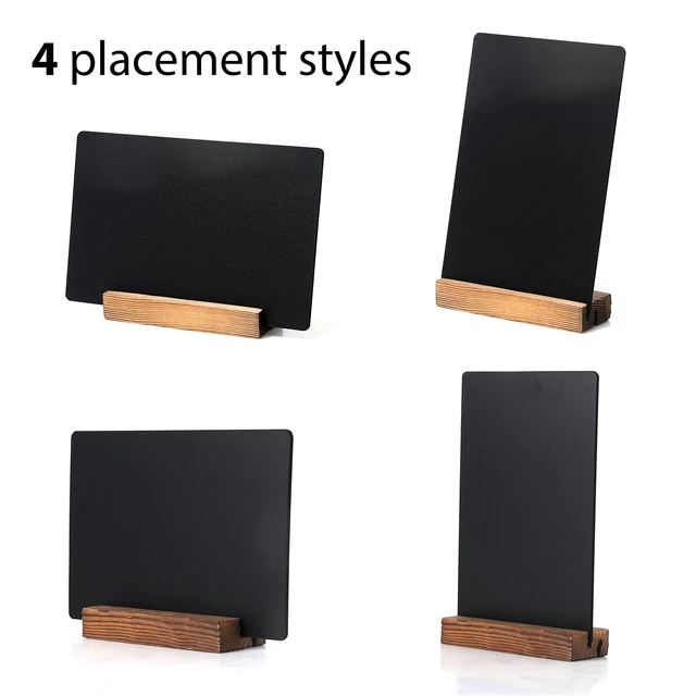 Alt view image 2 of 6 - 8.7x12 Inch Double Sided Chalkboard Signs, Erasable Message Blackboard with Wood Base for Shop Wedding Kitchen Home Party Decoration (2 Pack 8.7x12)