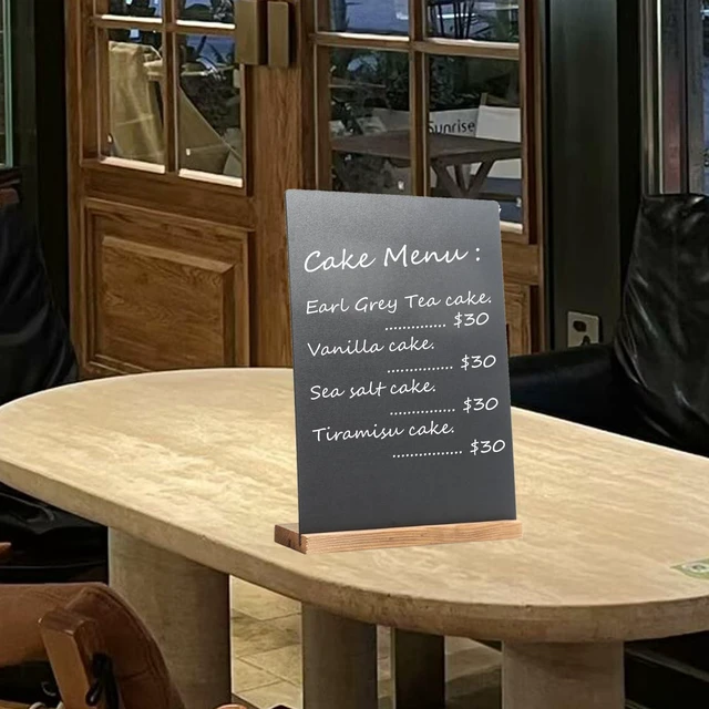 Alt view image 5 of 6 - 8.7x12 Inch Double Sided Chalkboard Signs, Erasable Message Blackboard with Wood Base for Shop Wedding Kitchen Home Party Decoration (2 Pack 8.7x12)