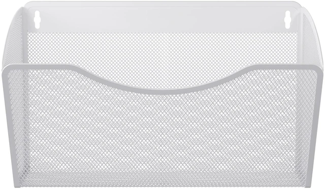 Main image of Wall File Organizer, Metal Mesh Hanging File Folder Holder for Letter/A4 Size Folders, Vertical Wall Mount Mail Sorter for Office Paperwork, Classroom, White
