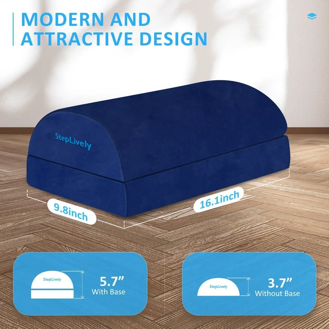 Alt view image 4 of 6 - Foot Rest for Under Desk at Work, 2 Heights Foot Stool, Blue Comfortable Office Desk Accessories with 2 Adjustable Heights, Washable Cover, Footrest for Office, Home and Car Foot Support