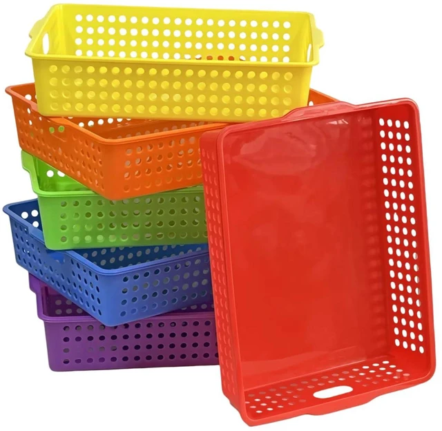 Main image of 6 Pack Plastic Turn in Paper Trays for Classroom, Bin Baskets,Bright Color Organizing Desk Organizers for School Supplies, Classroom Organization and Storage Tray Holds 4A Paper