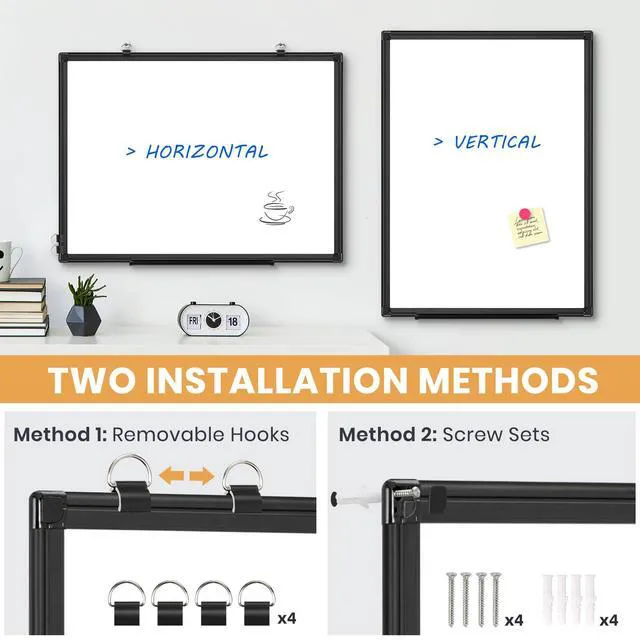 Alt view image 5 of 7 - Double-Sided White Board 24x18 Dry Erase Magnetic for Wall Black Smooth Writing Easy Clean, Magnetic Whiteboard for Wall, Double-Sided Dry Erase, Aluminum Frame, Home Office School