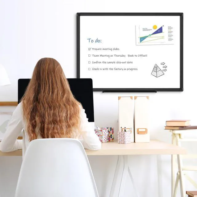 Alt view image 7 of 7 - Double-Sided White Board 24x18 Dry Erase Magnetic for Wall Black Smooth Writing Easy Clean, Magnetic Whiteboard for Wall, Double-Sided Dry Erase, Aluminum Frame, Home Office School
