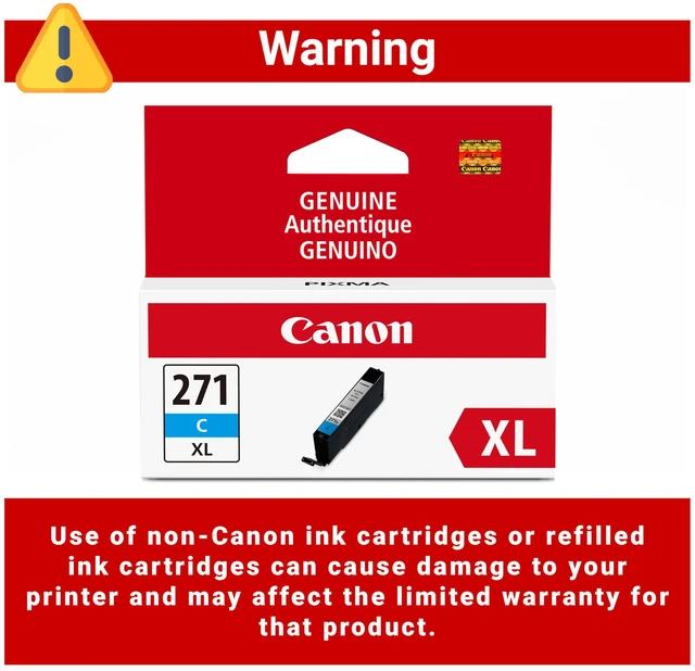 Alt view image 3 of 7 - CLI-271XL Genuine Cyan Ink Tank, Compatible with MG6820, MG6821, MG6822, MG5720, MG5721, MG5722, MG7720, TS5020, TS6020, TS8020, and TS9020 (Optional) Printers