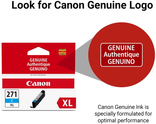 Alt view image 5 of 7 - CLI-271XL Genuine Cyan Ink Tank, Compatible with MG6820, MG6821, MG6822, MG5720, MG5721, MG5722, MG7720, TS5020, TS6020, TS8020, and TS9020 (Optional) Printers