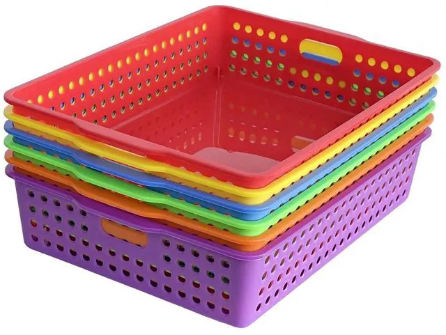 Alt view image 3 of 7 - 6 Pack Plastic Turn in Paper Trays for Classroom, Bin Baskets,Bright Color Organizing Desk Organizers for School Supplies, Classroom Organization and Storage Tray Holds 4A Paper