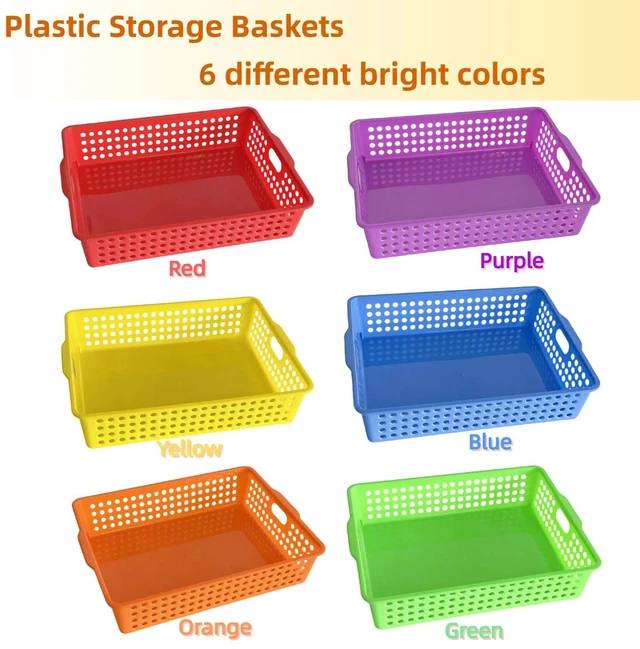 Alt view image 4 of 7 - 6 Pack Plastic Turn in Paper Trays for Classroom, Bin Baskets,Bright Color Organizing Desk Organizers for School Supplies, Classroom Organization and Storage Tray Holds 4A Paper