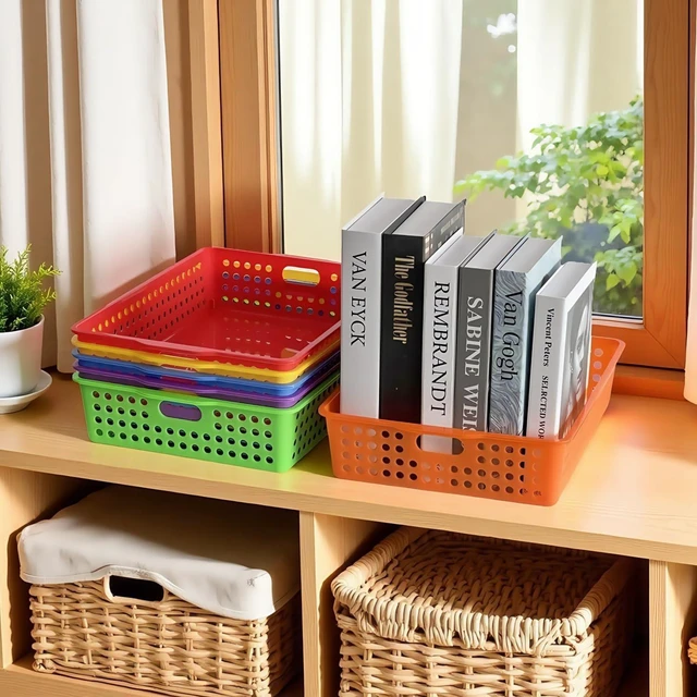 Alt view image 7 of 7 - 6 Pack Plastic Turn in Paper Trays for Classroom, Bin Baskets,Bright Color Organizing Desk Organizers for School Supplies, Classroom Organization and Storage Tray Holds 4A Paper