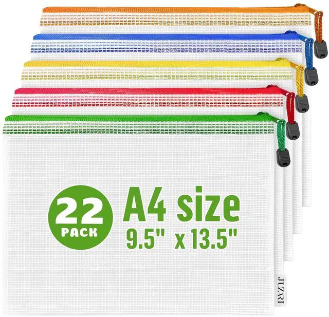 Main image of 22 Pack Mesh Zipper Pouch Bags 9x13 inch - Clear Mesh Bags Letter Size - Plastic Zipper Pouches - Game Bags - Zip Bags - Board Game Storage - Puzzle Storage - Pouch for Organizing