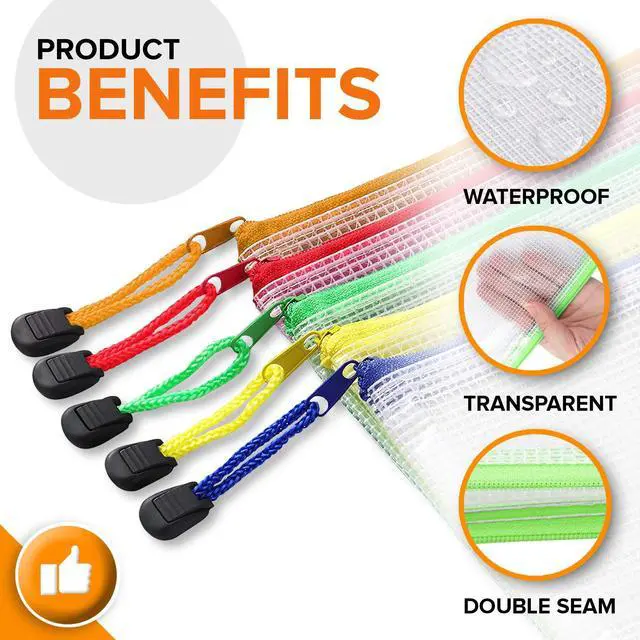 Alt view image 3 of 6 - 22 Pack Mesh Zipper Pouch Bags 9x13 inch - Clear Mesh Bags Letter Size - Plastic Zipper Pouches - Game Bags - Zip Bags - Board Game Storage - Puzzle Storage - Pouch for Organizing