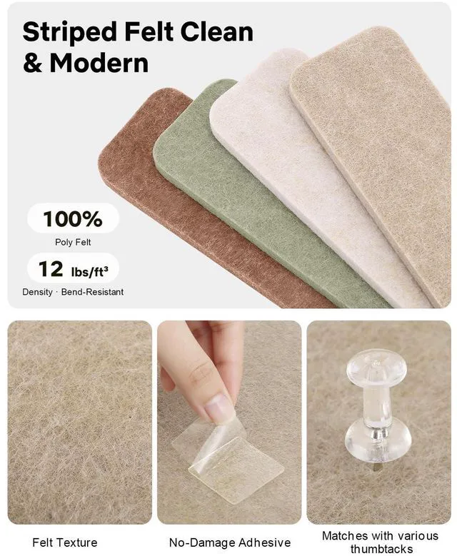 Alt view image 3 of 7 - Small Cork Bulletin Board Tiles, Felt Wall Decor and Office Desk Accessories for Vision, Message Center, Picture and Prayer Board, Dorm, Room, Home Office Essentials and Organization(Boho)