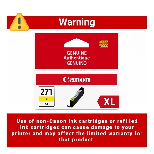 Alt view image 3 of 7 - CLI-271XL Genuine Yellow Ink Tank, Compatible with MG6820, MG6821, MG6822, MG5720, MG5721, MG5722, MG7720, TS5020, TS6020, TS8020, and TS9020 (Optional) Printers