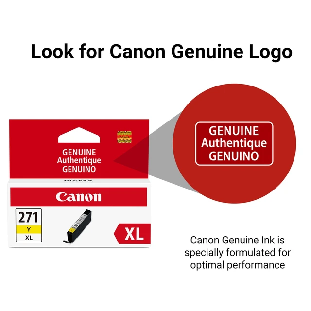 Alt view image 5 of 7 - CLI-271XL Genuine Yellow Ink Tank, Compatible with MG6820, MG6821, MG6822, MG5720, MG5721, MG5722, MG7720, TS5020, TS6020, TS8020, and TS9020 (Optional) Printers