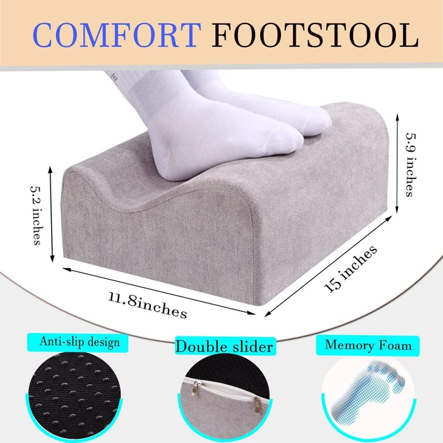 Alt view image 5 of 7 - Work Foot Rest Under Desk,Comfort Foot Rest for Couch Foot Rest For Under Desk at Work,At Soft Ergonomic Footrest, Support Foot Pillow,Heel Chair,Leg Elevation Pillow Light Grey
