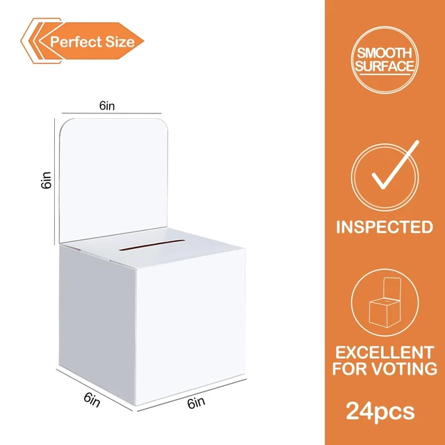 Alt view image 2 of 6 - Raffle Box,36 Pack Raffle Boxes with Slot Cardboard Ballot Boxes and Removable Header for Collecting Business Card Voting Contest (White)