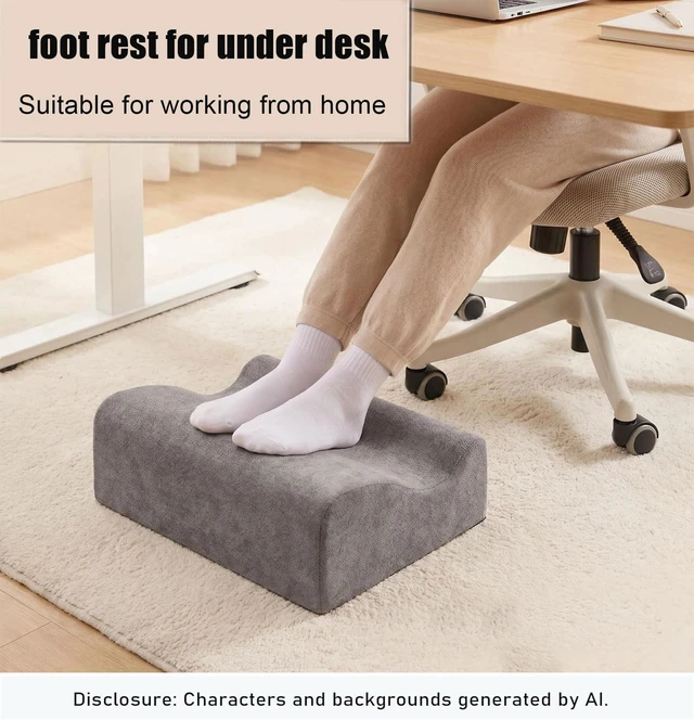 Alt view image 2 of 7 - Work Foot Rest Under Desk,Comfort Foot Rest for Couch Foot Rest For Under Desk at Work,At Soft Ergonomic Footrest,Support Foot Pillow,Heel Chair,Leg Elevation Pillow Dark gray