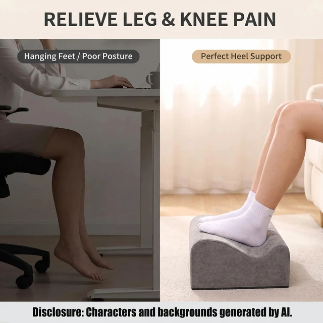Alt view image 4 of 7 - Work Foot Rest Under Desk,Comfort Foot Rest for Couch Foot Rest For Under Desk at Work,At Soft Ergonomic Footrest,Support Foot Pillow,Heel Chair,Leg Elevation Pillow Dark gray