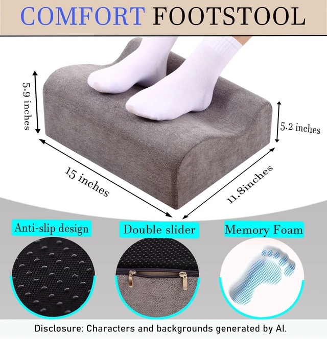 Alt view image 5 of 7 - Work Foot Rest Under Desk,Comfort Foot Rest for Couch Foot Rest For Under Desk at Work,At Soft Ergonomic Footrest,Support Foot Pillow,Heel Chair,Leg Elevation Pillow Dark gray