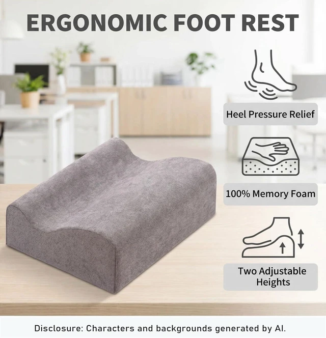 Alt view image 6 of 7 - Work Foot Rest Under Desk,Comfort Foot Rest for Couch Foot Rest For Under Desk at Work,At Soft Ergonomic Footrest,Support Foot Pillow,Heel Chair,Leg Elevation Pillow Dark gray
